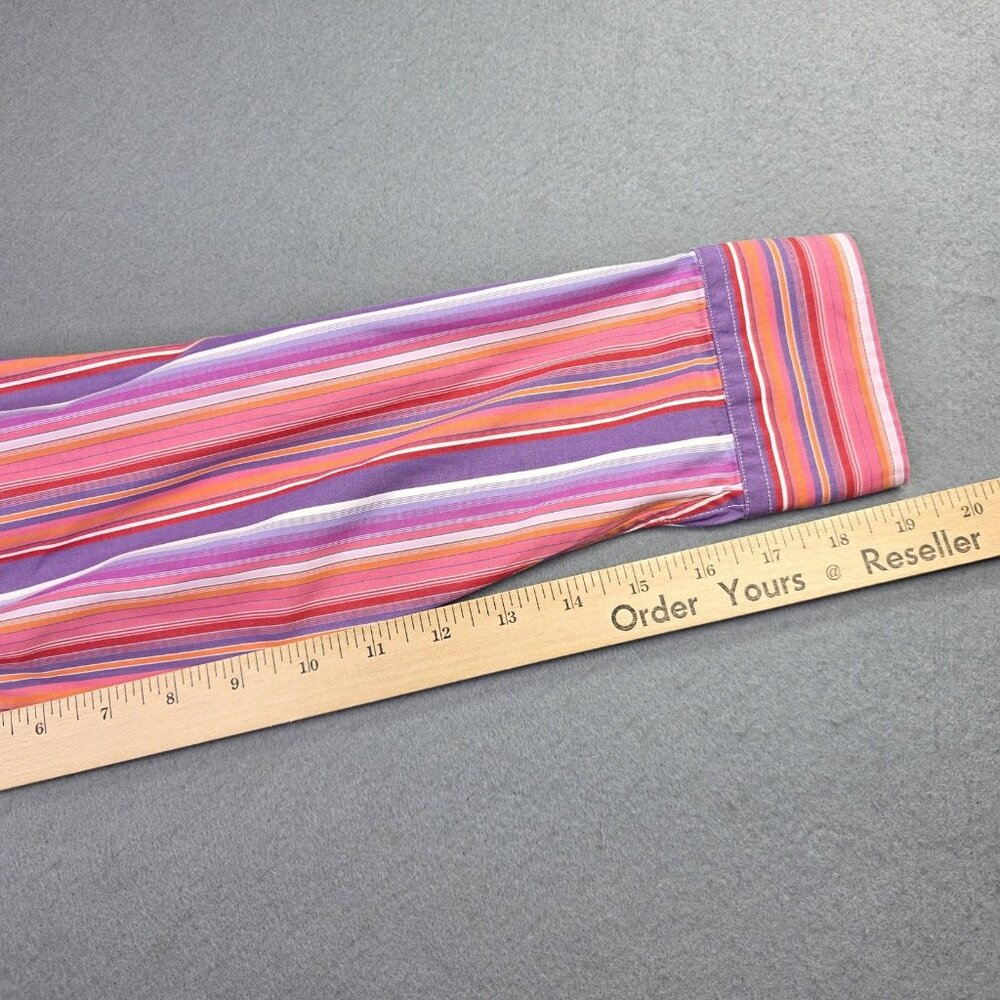 Ralph Lauren Shirt Womens Large Pink Stripe Preppy Office Casual Lightweight - Picture 9 of 11